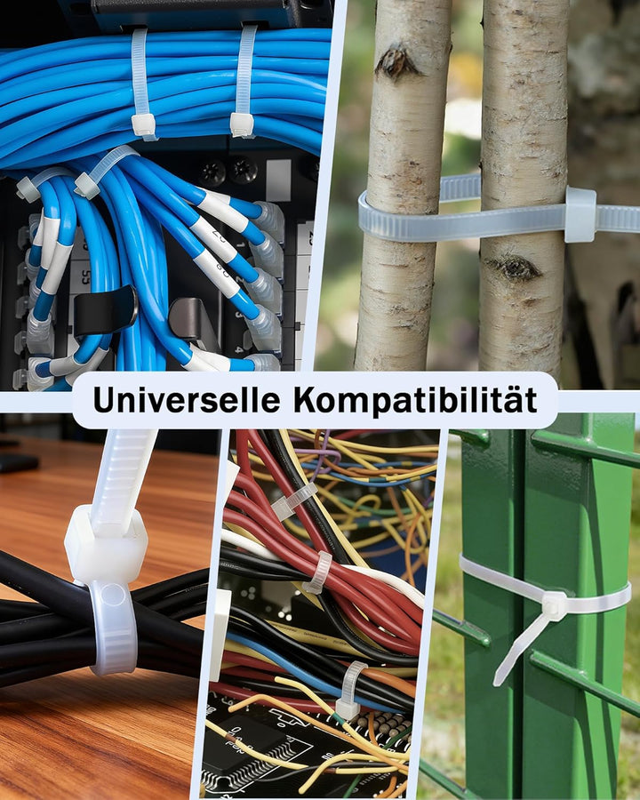 400 Stück Kabelbinder Weiss Set,Tesmax Kabelbinder UV Beständig,wiederverschliessbar Nylon Super Hal