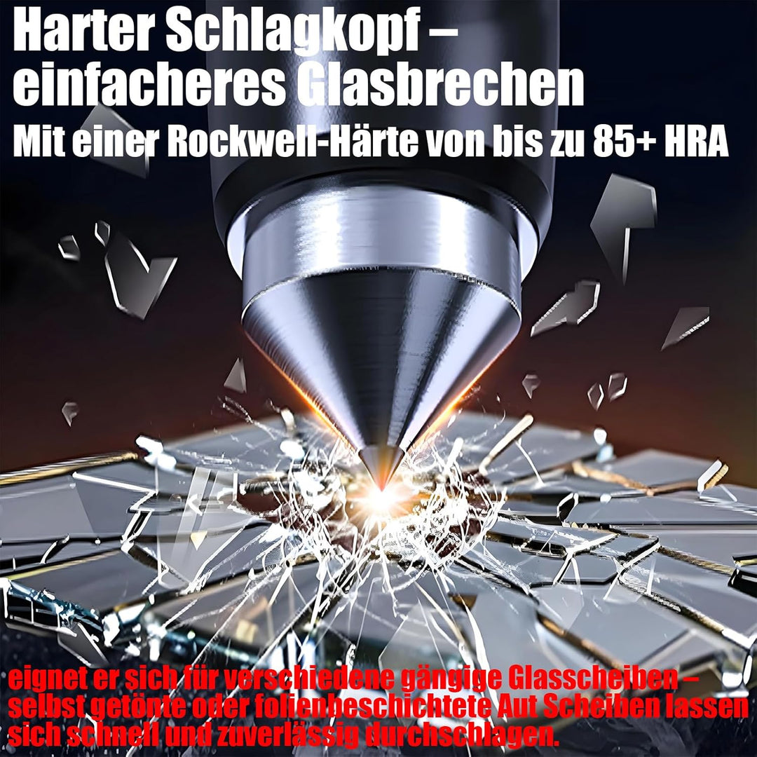 4-in-1 Notfallhammer Auto mit Gurtschneider,Autoscheiben Zertrümmerer mit Federkraft-Tungstahlkopf,K
