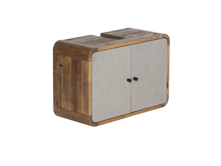 Woodkings® Waschbeckenunterschrank Dingle Holz Pinie rustikal und MDF Betonoptik grau Badezimmermöbe