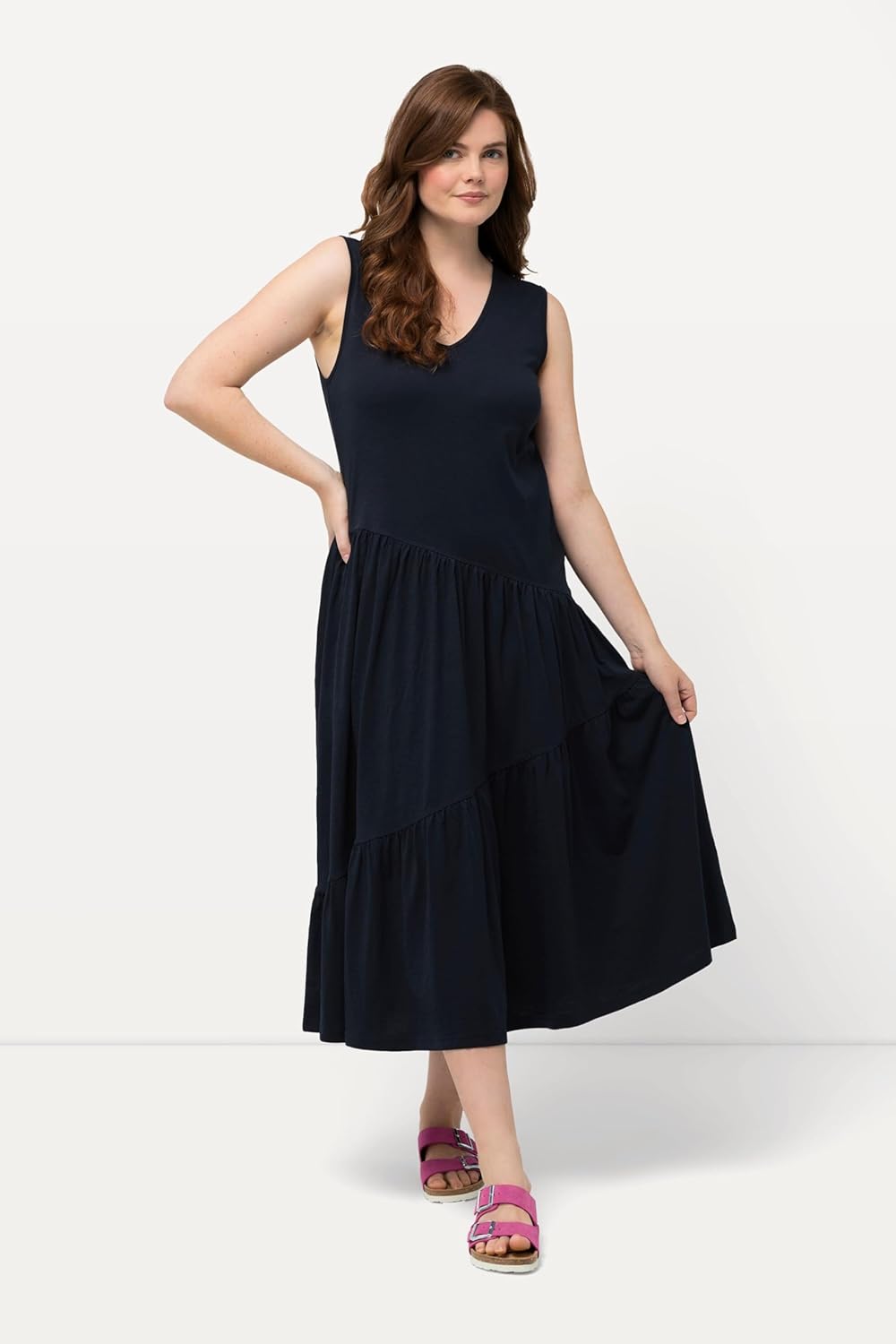 Ulla Popken Damen Flared Strap Dress Kleid 54-56 Marine, 54-56 Marine