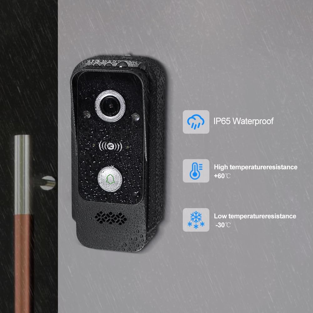 QTTYELOK WLAN Video-Sprechanlage Türklingel Kamera mit Monitor 1080P HD 7inch Verdrahtetem Farbbilds