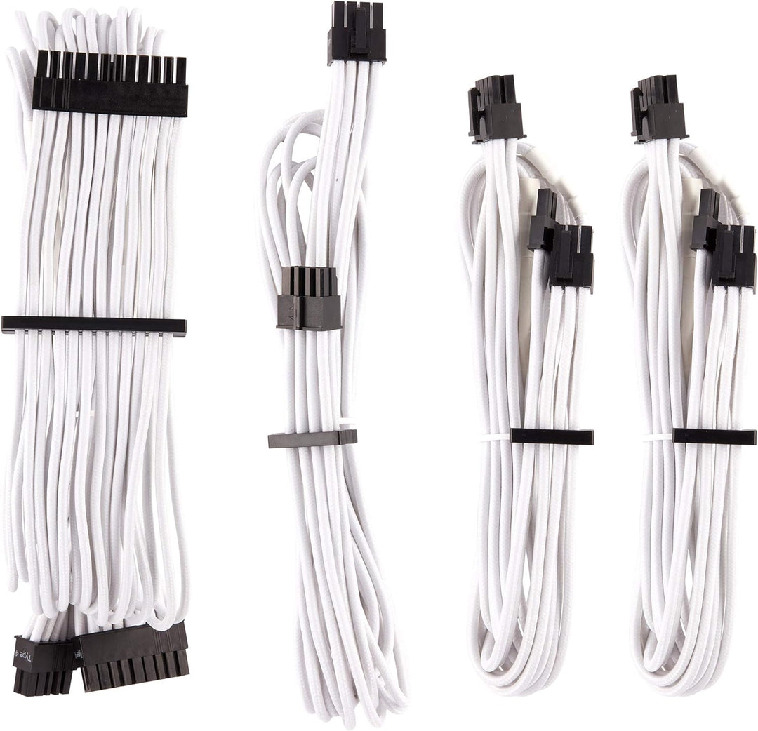 Corsair Premium Sleeved Netzteil Starter-Kabel-Set Typ4 (Generation 4-Serie) Weiss Starter-Set Weiss