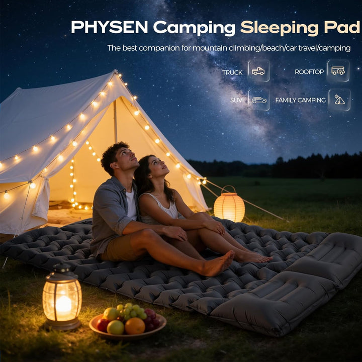 PHYSEN Camping Isomatte mit Aufblasbare & 360° Riemen – Wasserdicht Fusspumpe Luftmatratze für Outdo