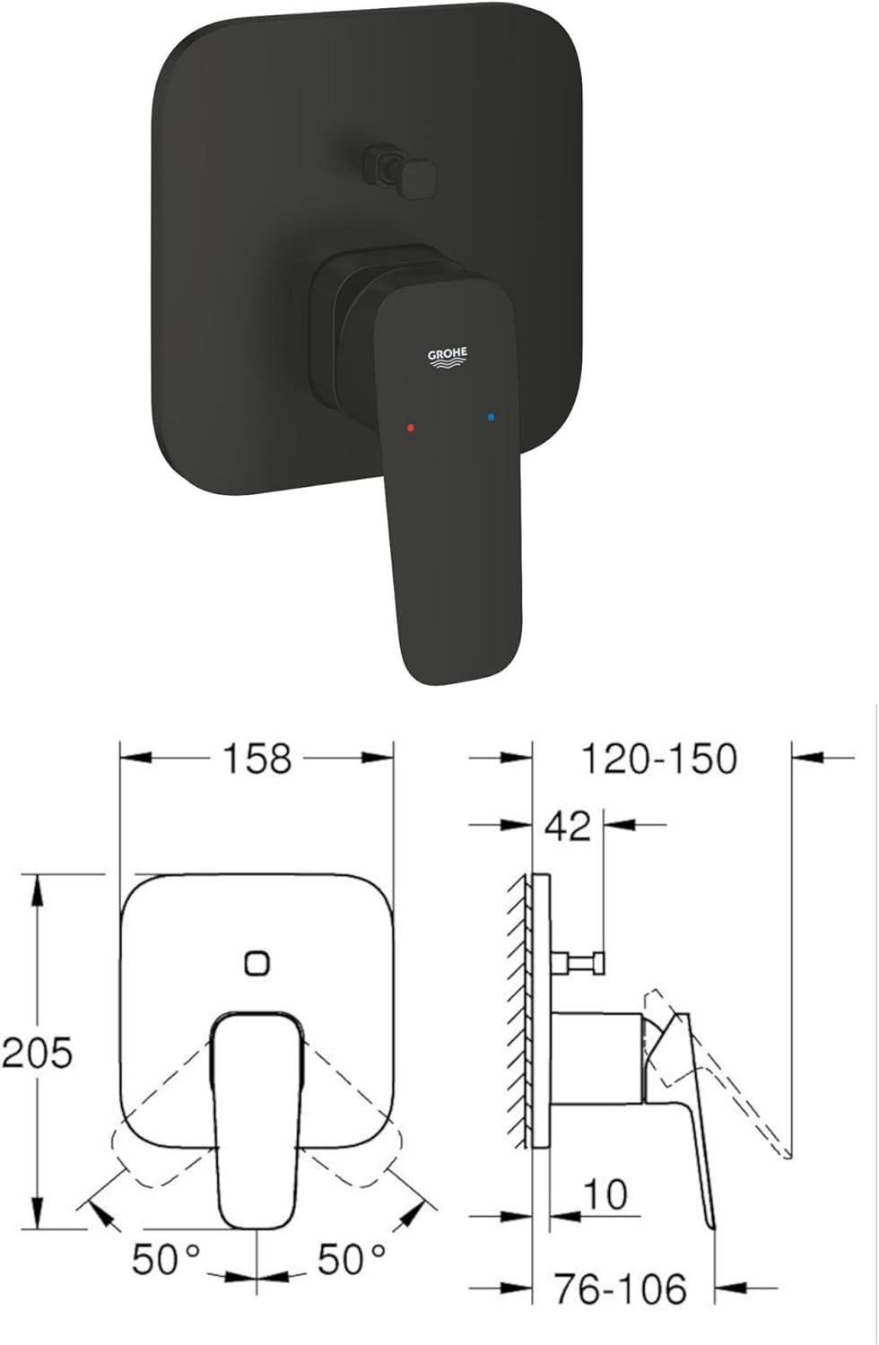 vanvilla Duschsystem mit Unterputz Duscharmatur von Grohe Cubeo Einhandmischer und vanvilla Regendus