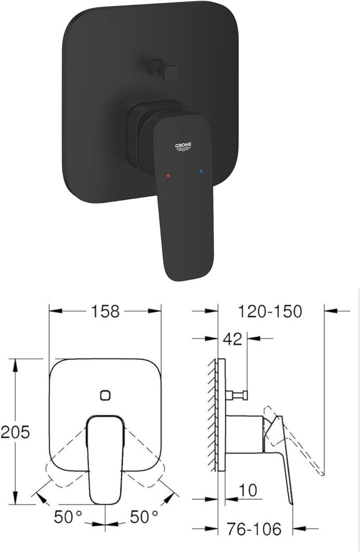 vanvilla Duschsystem mit Unterputz Duscharmatur von Grohe Cubeo Einhandmischer und vanvilla Regendus