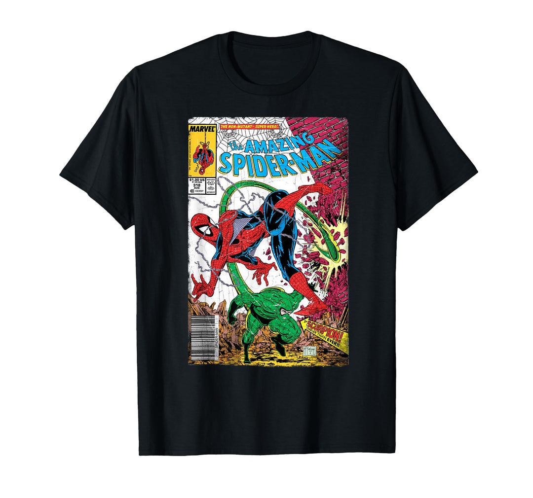 Womens Marvel Spider-Man Classic Retro Comic Scorpion Cover T-Shirt Small Black