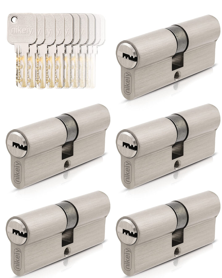 GERCAR Pro 5x Schliesszylinder 45/45 gleichschliessend Set 5 Profilzylinder inkl. 25 Schlüssel - 90