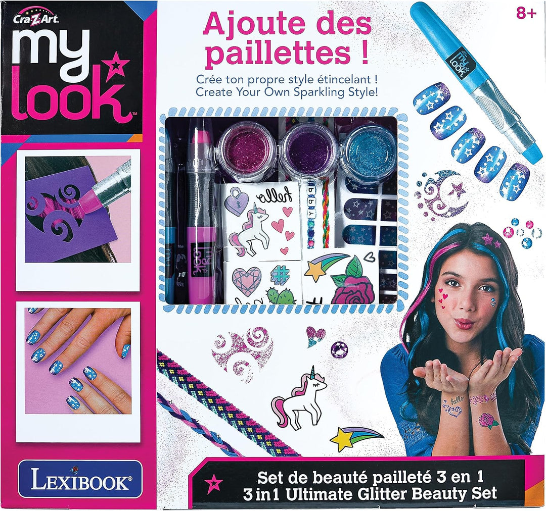 Lexibook, 3-in-1 Beauty-Set, blau/pink/lila, CRSS18 | blau/pink/lila