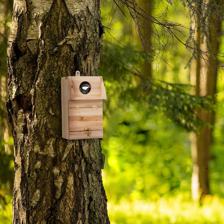 Relaxdays Nistkasten für Kohlmeise &amp; Gartenrotschwanz, mit Reinigungsklappe, Holz, Vogelnistkasten z