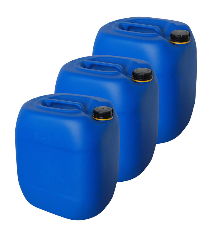 kanister-vertrieb® 3 Stück 30 L Kanister Wasserkanister Kunststoffkanister blau DIN61 + Etiketten