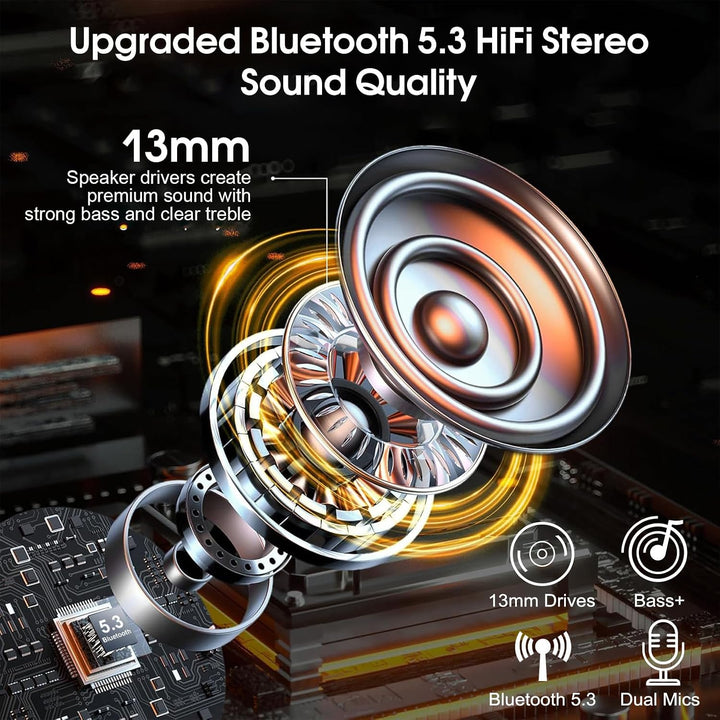 Atheewon V5.3 Bluetooth Headset, Headset Kabellos Freisprech, Marineblau, Marineblau