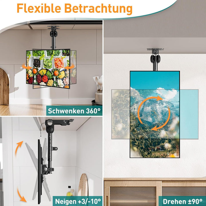 ELIVED Monitor & TV Deckenhalterung Klappbar für die meisten 14-42 Zoll Fernseher bis zu 10KG, max.