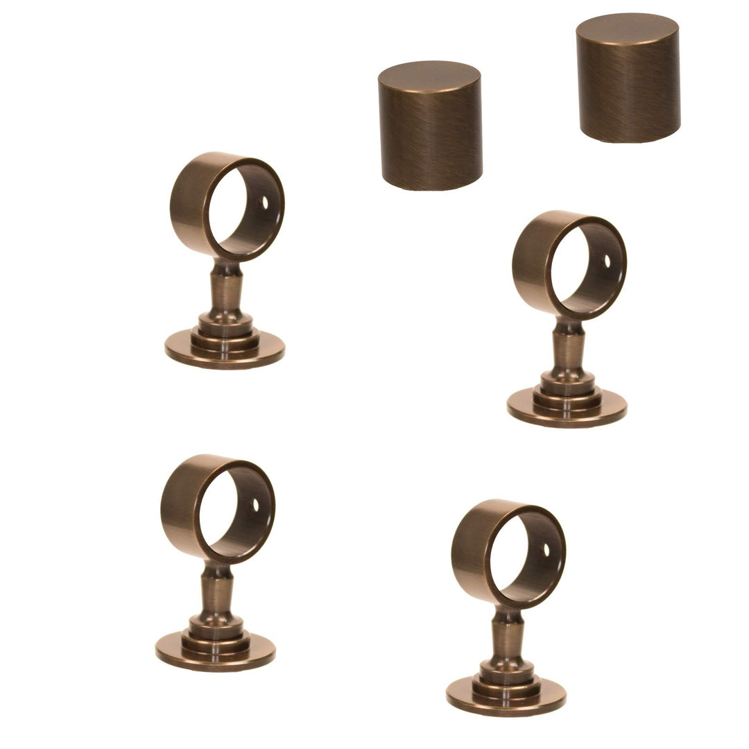 2 Endkappen und 4 Seilträger "bronziert" für 30mm Handlaufseil 2 Endkappen & 4 Seilträger, 2 Endkapp