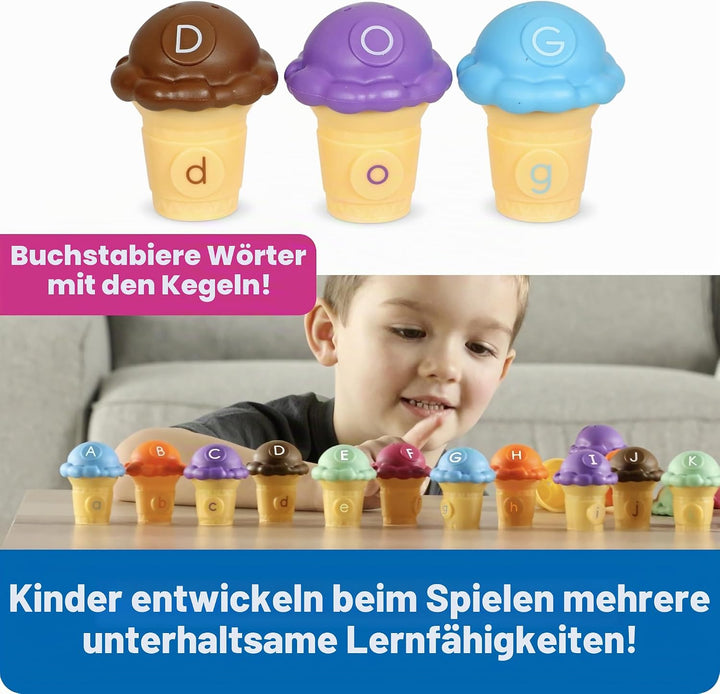 Learning Resources Mini-Eiskugeln mit Buchstaben, Alphabet-Spielzeug für 3-Jährige, Buchstaben Lerne