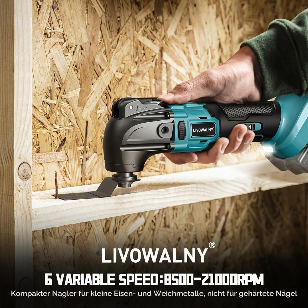 LIVOWALNY Akku-Multifunktionswerkzeug, Oszillierwerkzeug, Multitool Kompatibel mit Makita 18V, 6-Gan