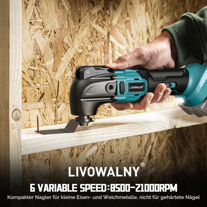 LIVOWALNY Akku-Multifunktionswerkzeug, Oszillierwerkzeug, Multitool Kompatibel mit Makita 18V, 6-Gan