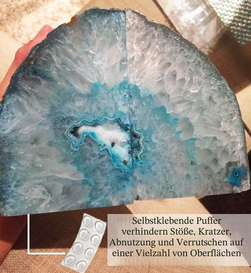 AMOYSTONE Buchstütze, Achat, poliert, robust, mit Gummipuffer 2-3LBS Dyed Teal Dyed Teal 2-3LBS, Dye