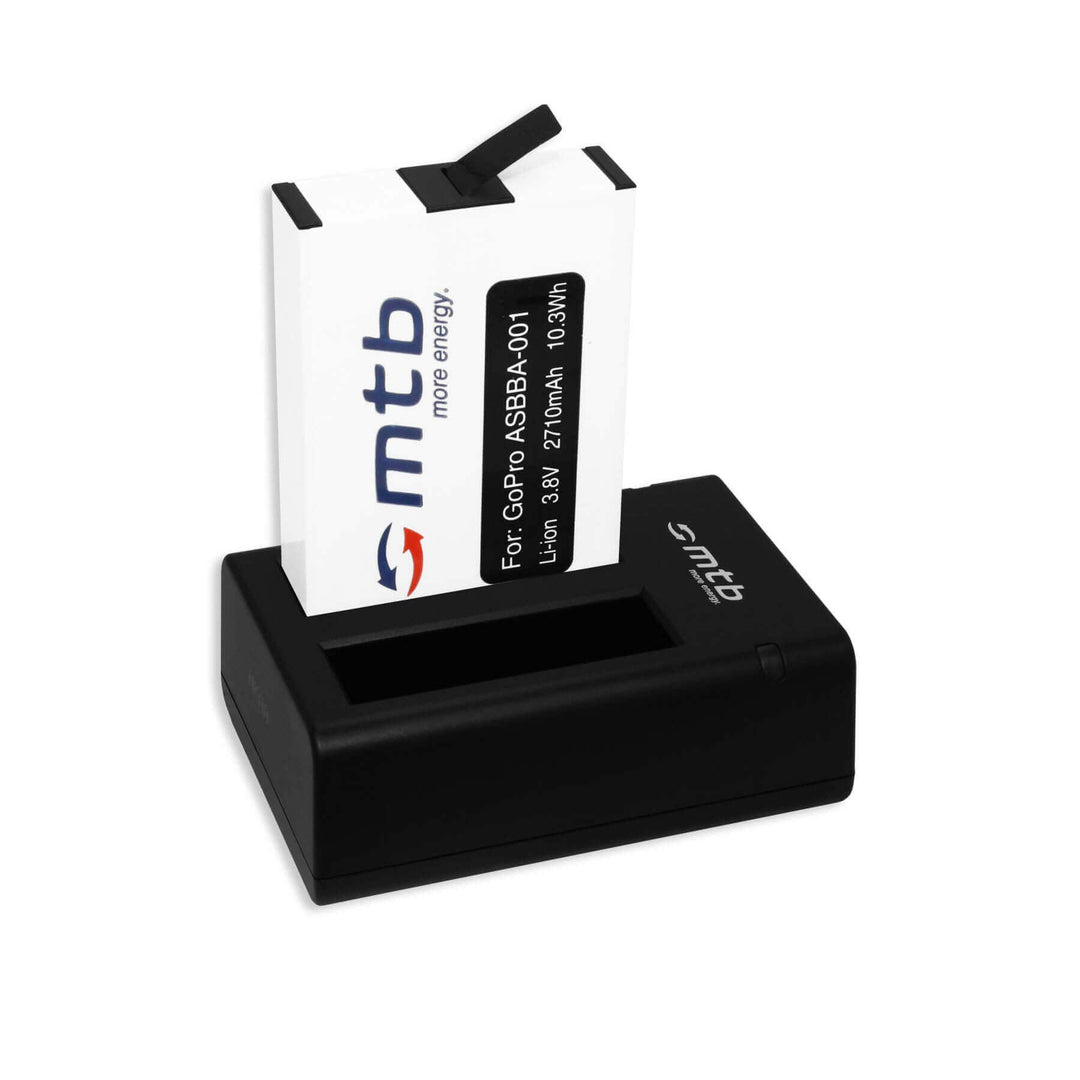 Ersatz-Akku + Dual-Ladegerät (USB) für GoPro Fusion [ersetzt GoPro ASBBA-001/2710 mAh / 3.8V / Li-Io