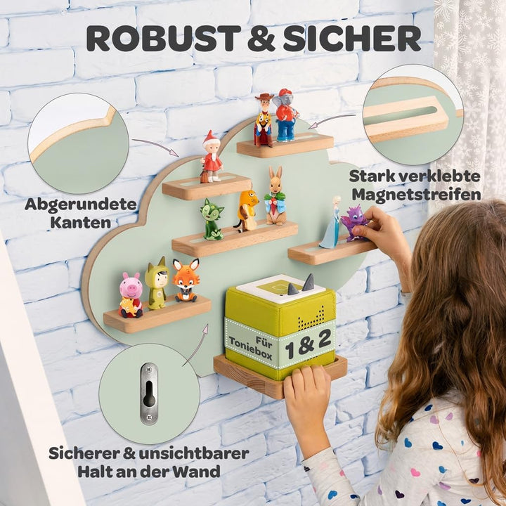 Tonie Regal Wolke Grün für Toniebox 1 & 2 [GRATIS Tragetasche] bis 20 Figuren - Mädchen und Junge -
