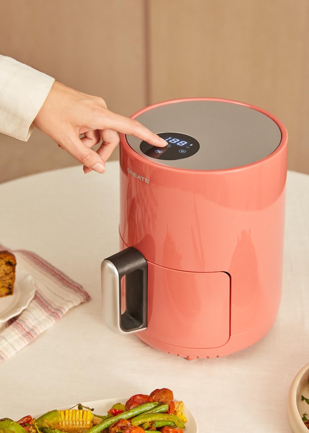 CREATE/FRYER AIR/Heissluftfritteuse 1.5L Terrakotta/Antihaft-Korb, automatische Abschaltung, BPA-fre