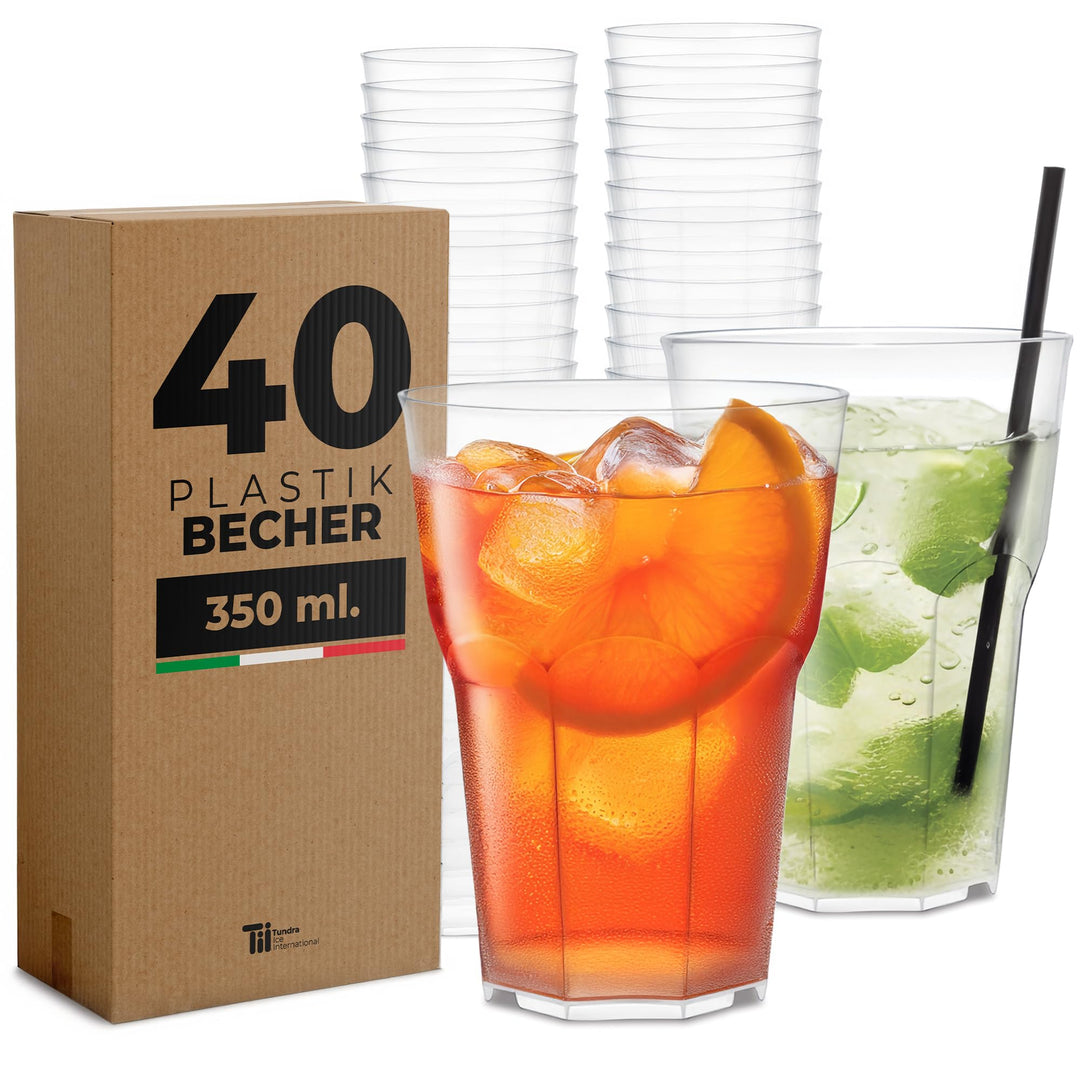 TUNDRA ICE INTERNATIONAL - Set mit 40 Trinkgläsern, Bier, Wasser, Verwendung &amp; Wiederverwendung, lei