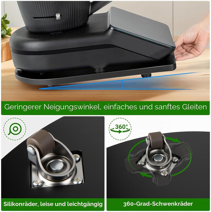 Gleitbrett für Thermomix TM7 Zubehör – Mit 360° Rollen &amp; Gummifüssen, Leicht zu Bewegen &amp; Stabil, Sc