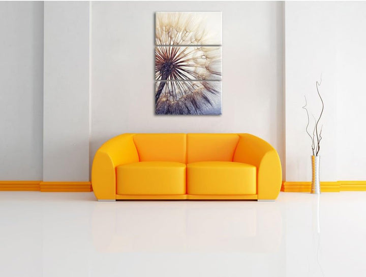 Pixxprint Schöne Pusteblume Bunstift Effekt 3-Teiler Leinwandbild 120x80 Bild auf Leinwand