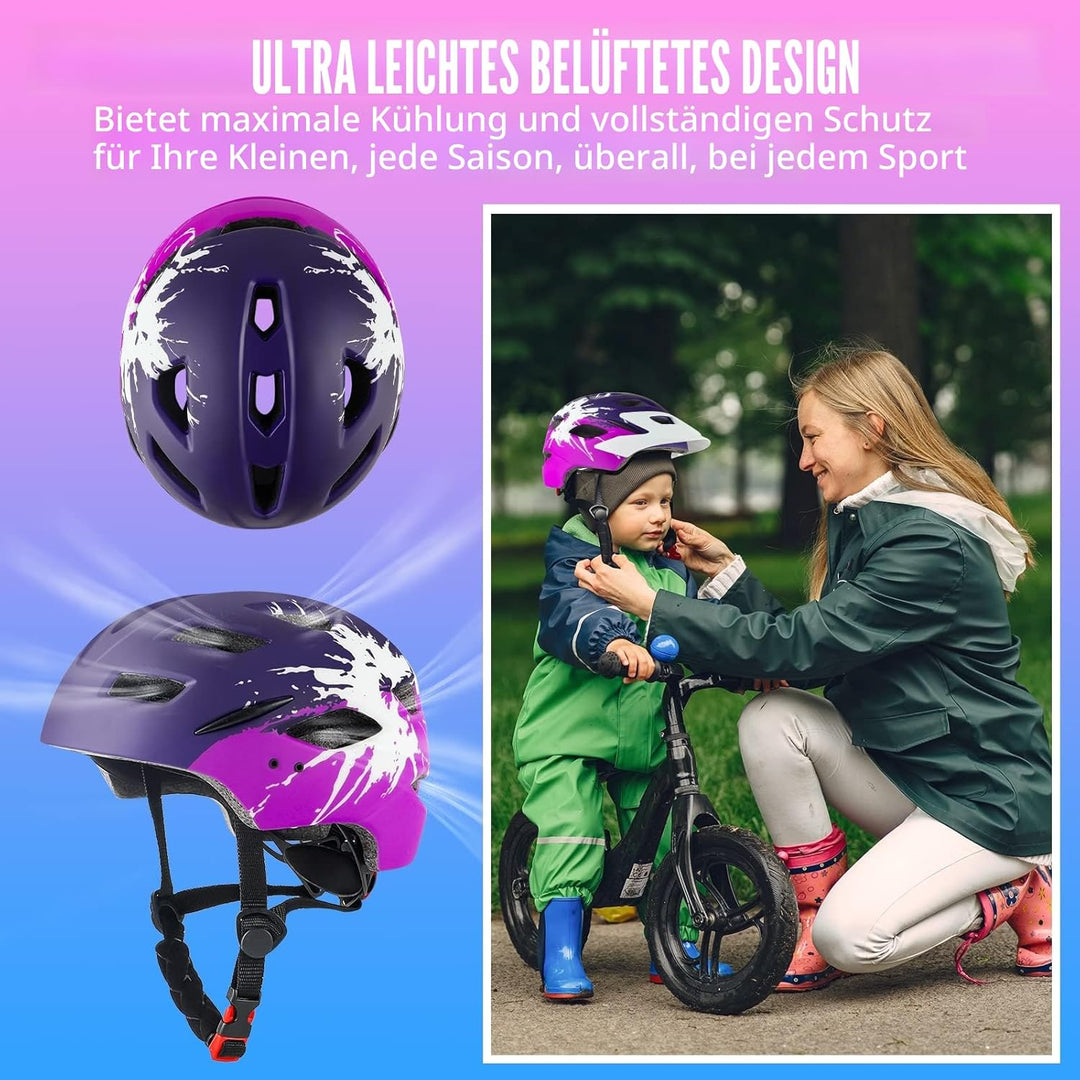 Fahrradhelm Kinder, Fahrradhelm mit Licht für Kinder Leichter Kinderhelm mit Verstellbares Zifferbla