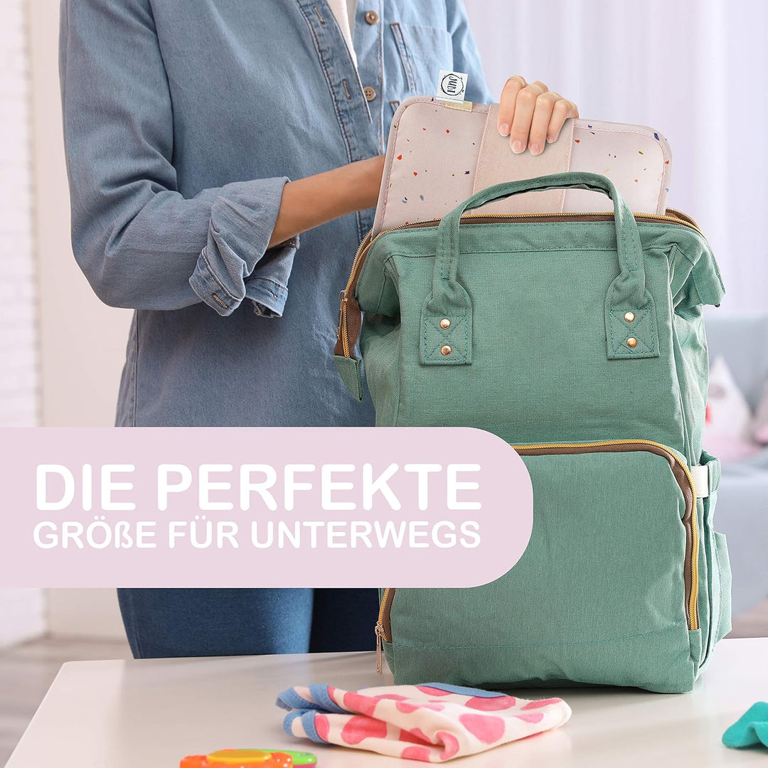 Jubi® Windeltasche mit Wickelunterlage für unterwegs mit extra viel Platz- Kleine Wickeltasche - Ros