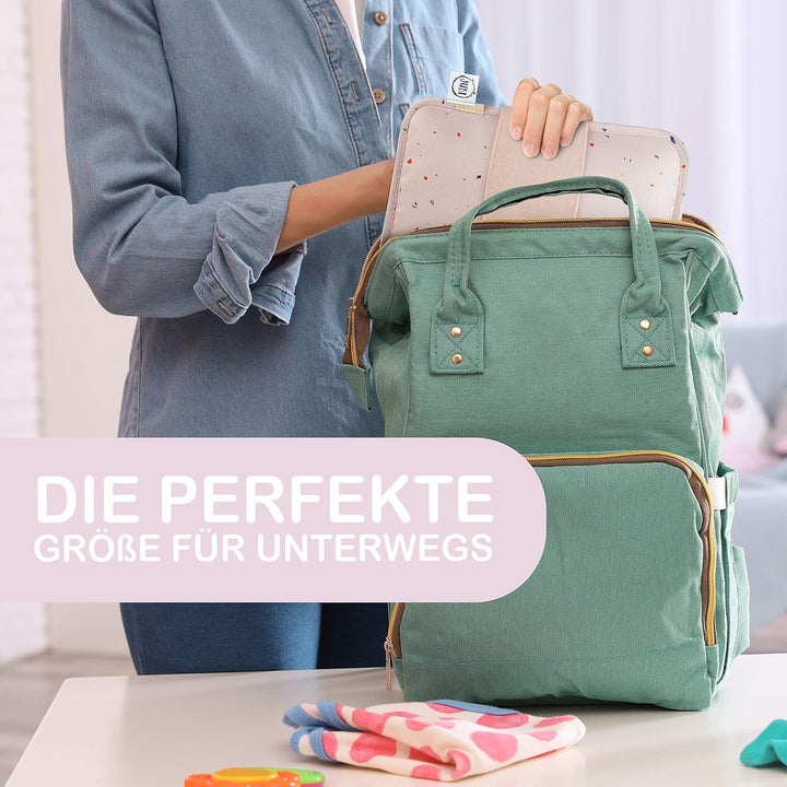 Jubi® Windeltasche mit Wickelunterlage für unterwegs mit extra viel Platz- Kleine Wickeltasche - Ros