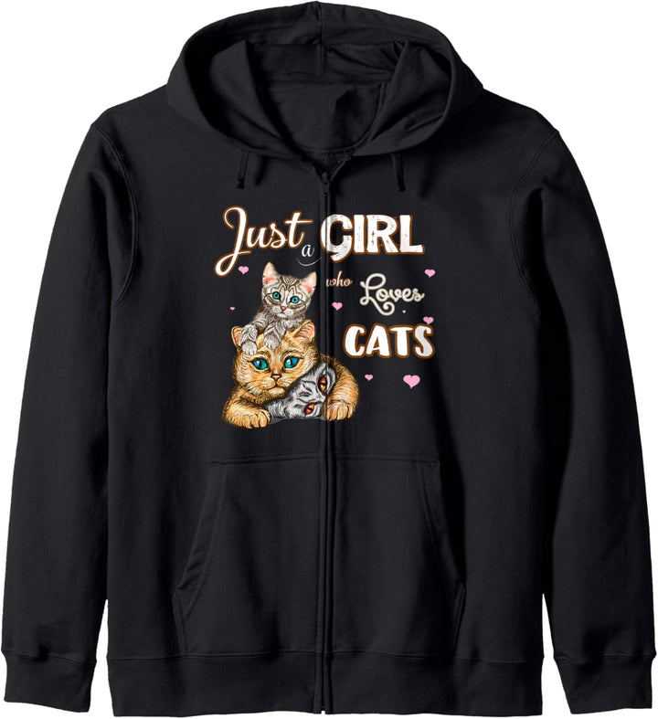 Nur ein Mädchen, das Katzen Fan Geschenk liebt Kapuzenjacke