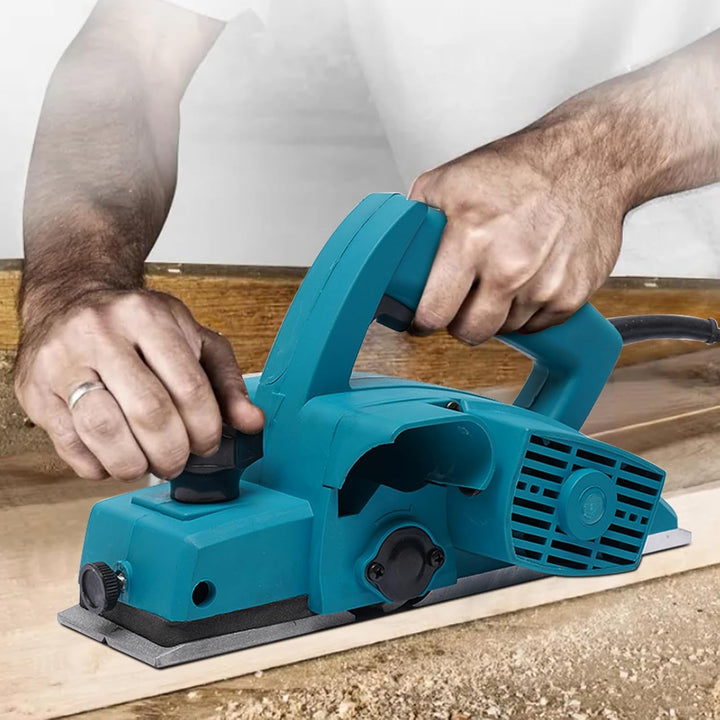 Elektrisch Holzhobel Klein Handhobel, Elektrohobel Holz Hobelbreite 82mm mit Führung Lineal, Hobelma