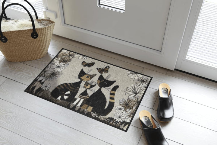 Rosina Wachtmeister Fussmatte waschbar by Salonloewe Gatti con Fiori 50 x 75 cm Tür-Matte Katzen bun