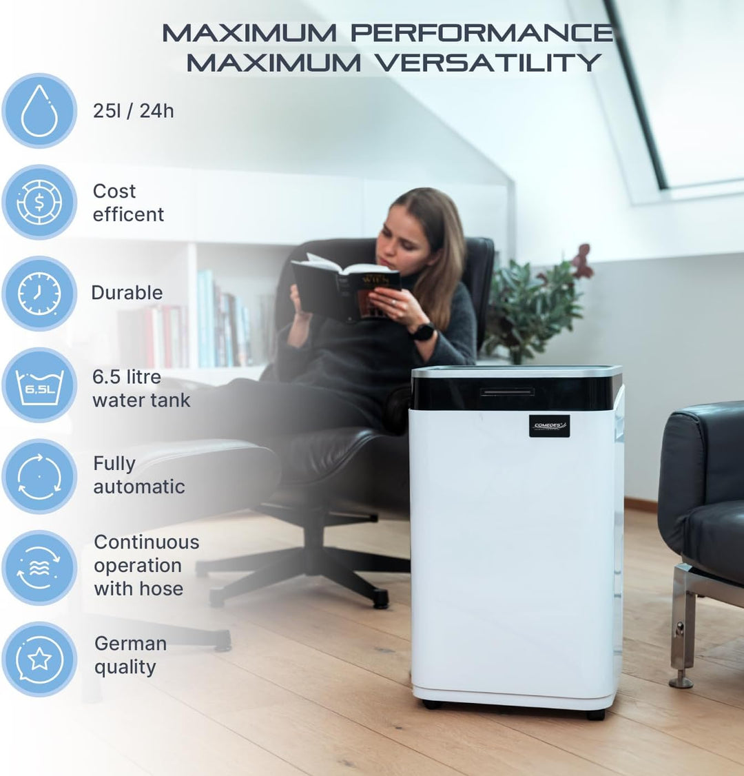 Comedes Demecto 30 eco WiFi – Luftentfeuchter Bautrockner (max. 25 Liter / 24h) Geeignet für alle Rä