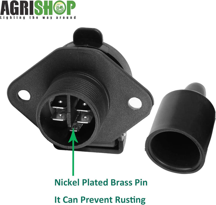2Stück Anhänger Stecker 3polig 12v 24v und 2Stück Steckdose 3-Polig,Wasserfester Traktor Steckdose S