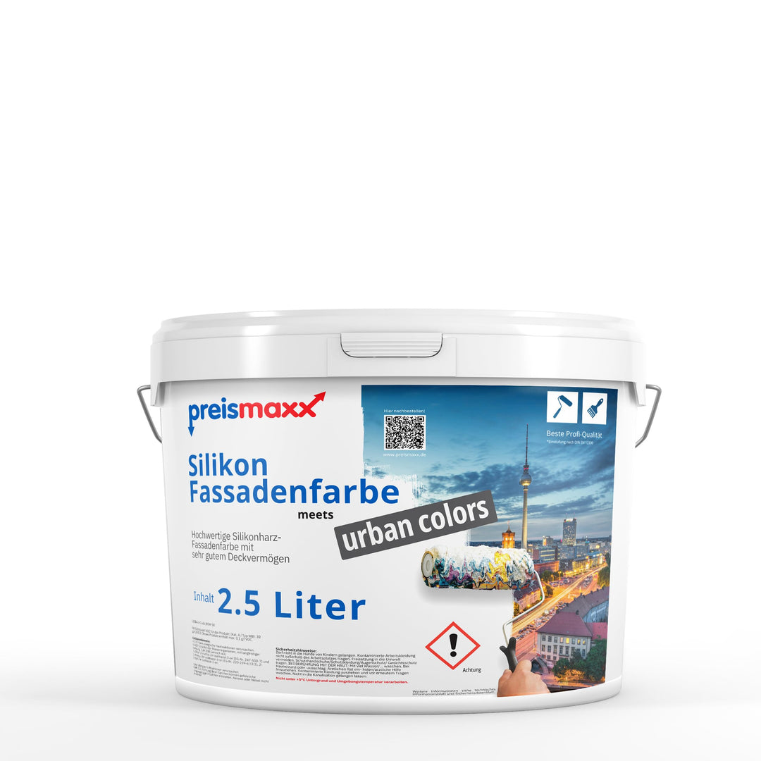 Preismaxx Silikonharz Fassadenfarbe, Cremefarben Beige 2,5 Liter, hochwertige, matte, wasserabweisen