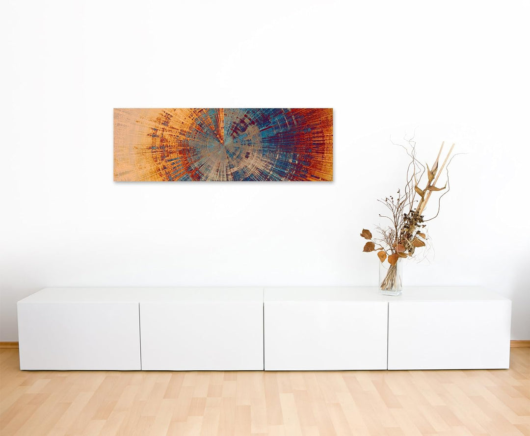 Wandbild 150x50cm Vintage Gemälde eines Baum Querschnitts auf Leinwand für Wohnzimmer, Büro, Schlafz