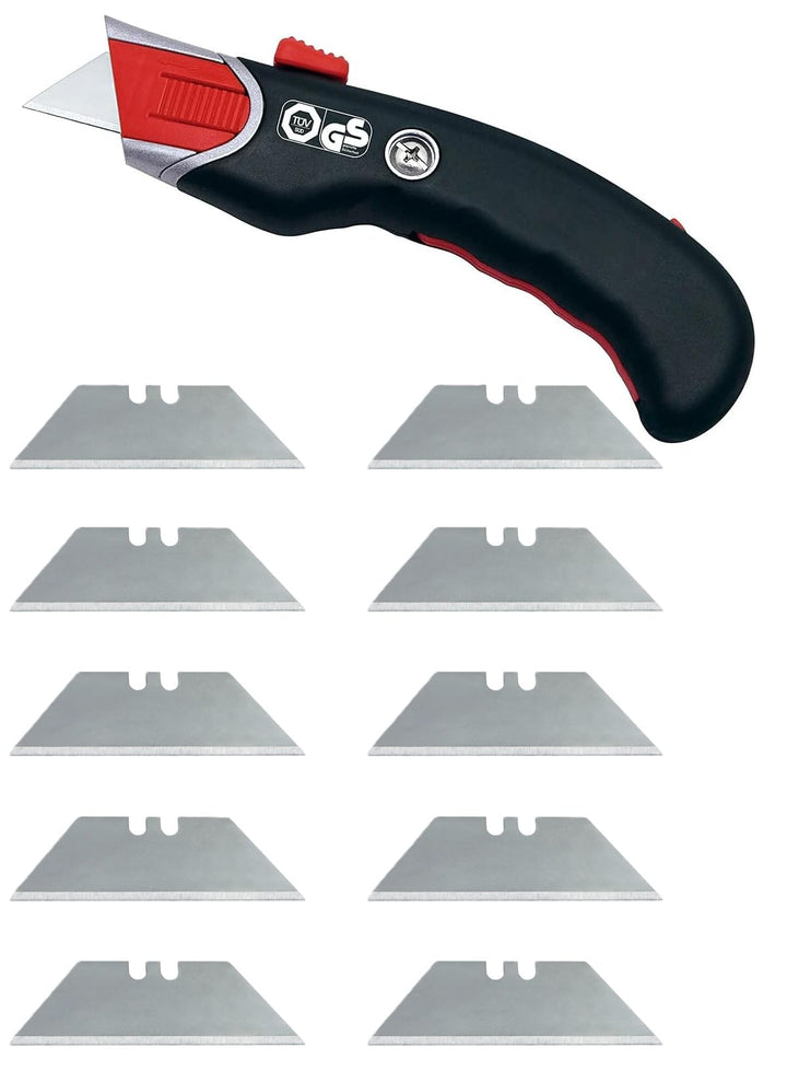 WEDO Safety Cutter Premium – Sicherheitsmesser mit automatischem Klingenrückzug, Metallgriff & Gummi