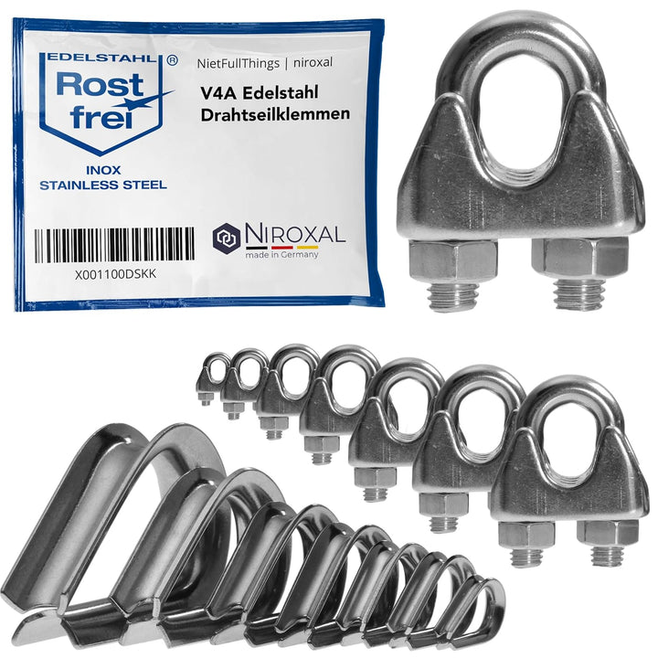 50 Stück rostfreie Drahtseilklemme 10mm Edelstahl A4 Bügelseilklemme passend für Ø 10 mm Draht | im