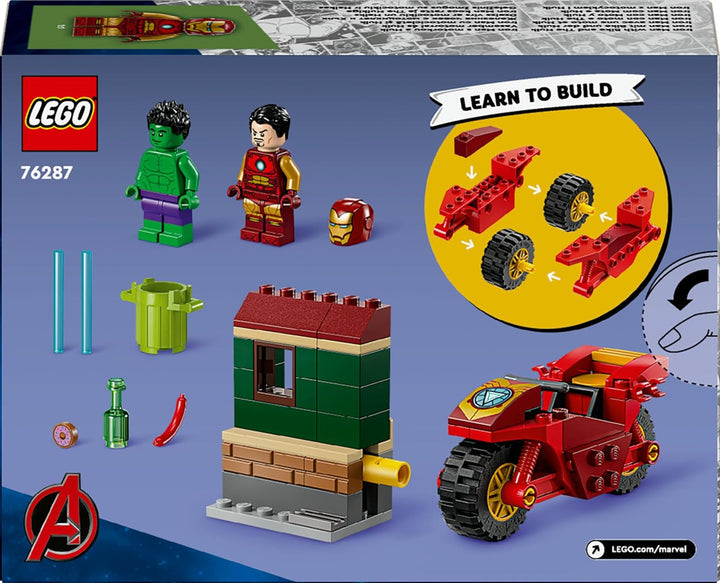 LEGO | Marvel Iron Man mit Bike und der Hulk - Superhelden Spielzeug für Kinder - Spielset zum Samme