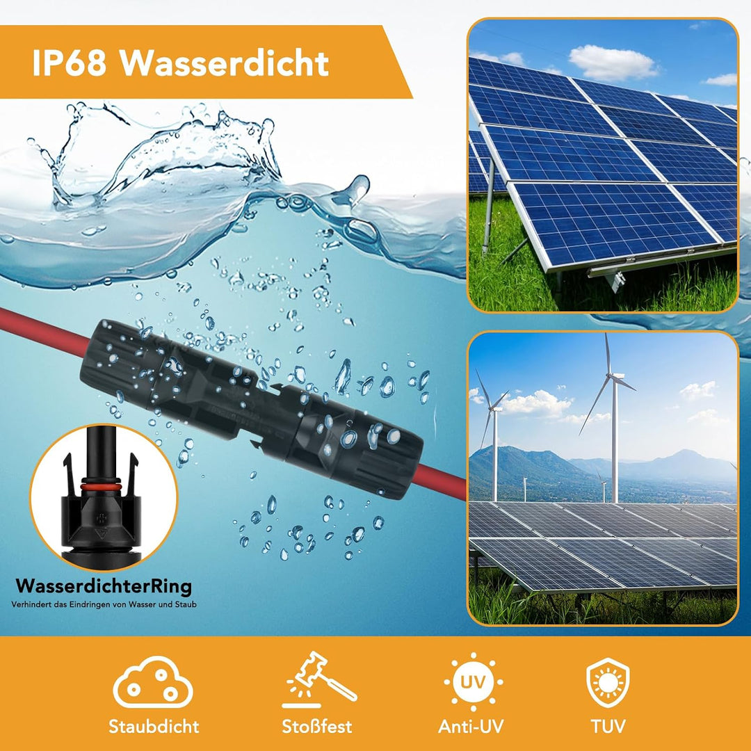 VIGRUE Solarstecker mc4 Stecker, mc4 Crimpzange Set für 2.5/4/6mm² Solarpanel PV Kabel, Männlich/Wei