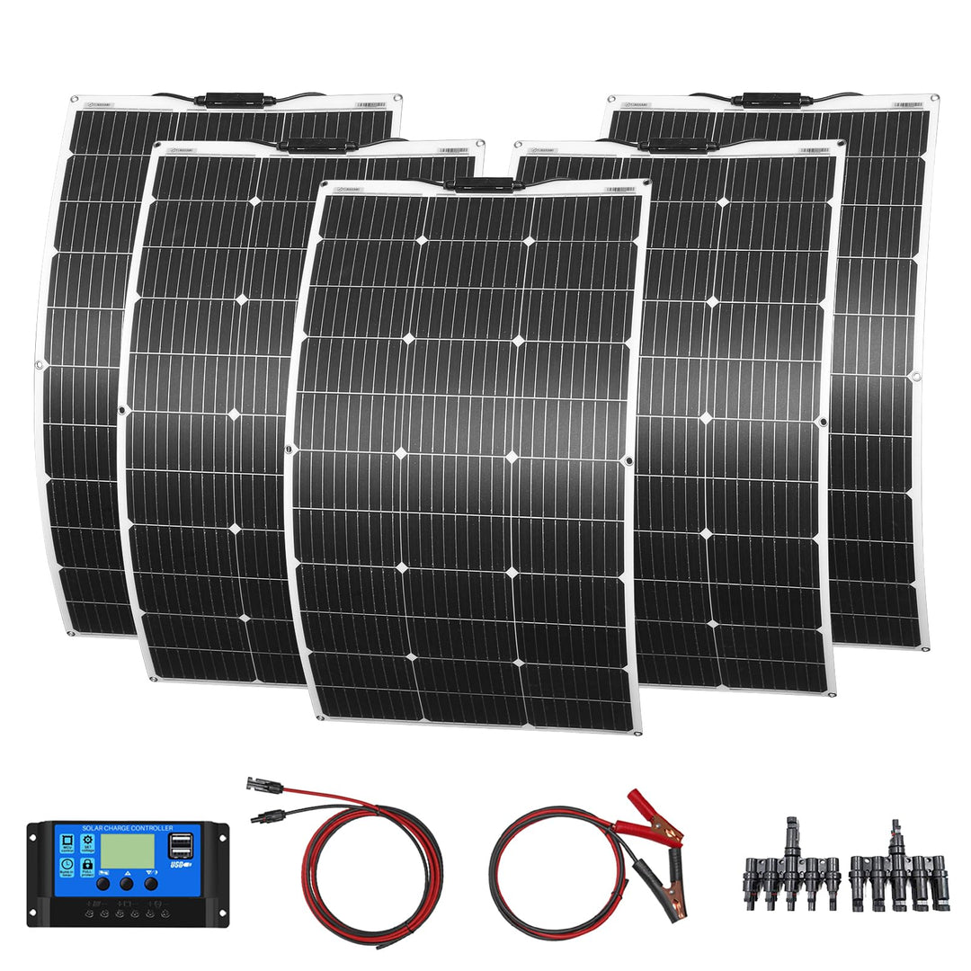 Flexibles 500W Solarpanel Kit 5 * 100W Monokristallin Solarzelle Solarladung mit 50A Controller USB