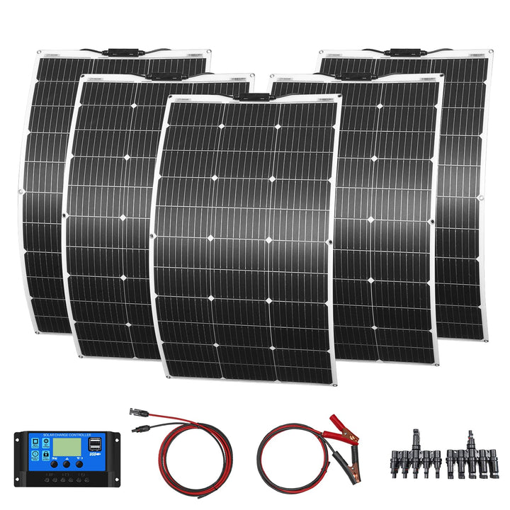 Flexibles 500W Solarpanel Kit 5 * 100W Monokristallin Solarzelle Solarladung mit 50A Controller USB