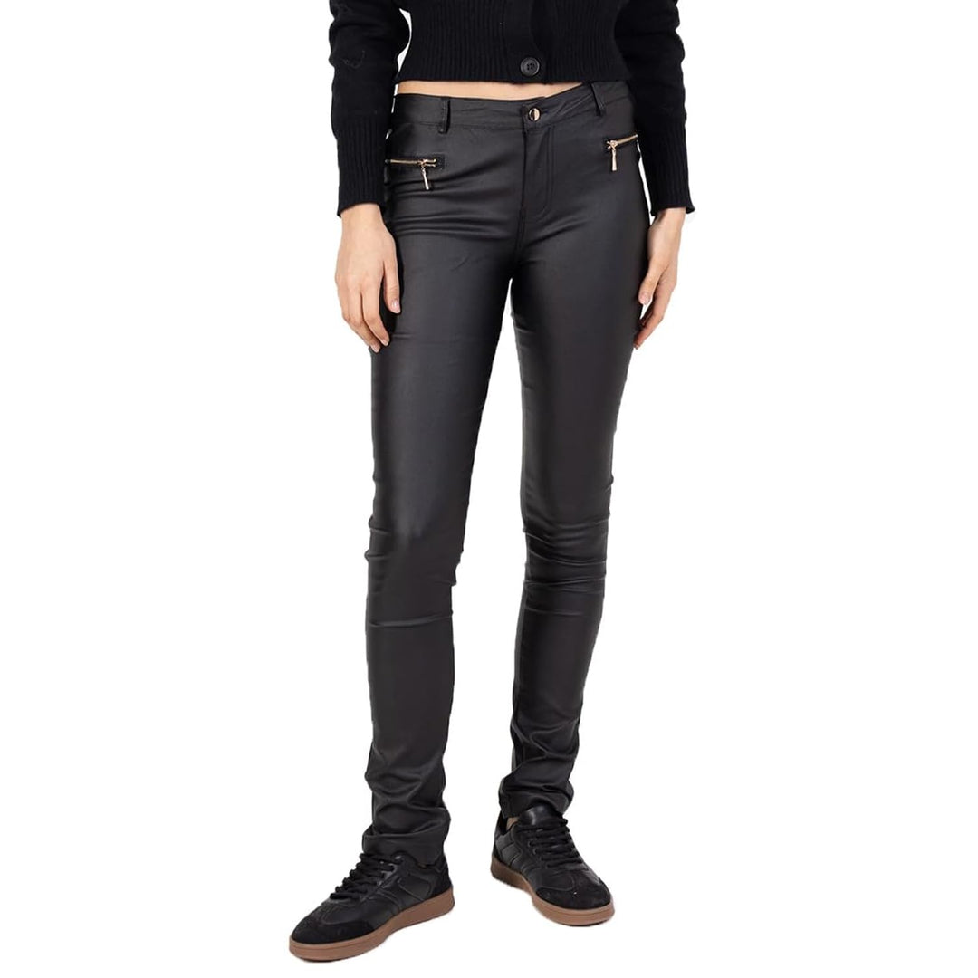 Lusty Chic Damen Kunstlederhose Leder Look Hosen Biker Stretch Skinny Jeans XL Schwarz 3, XL Schwarz
