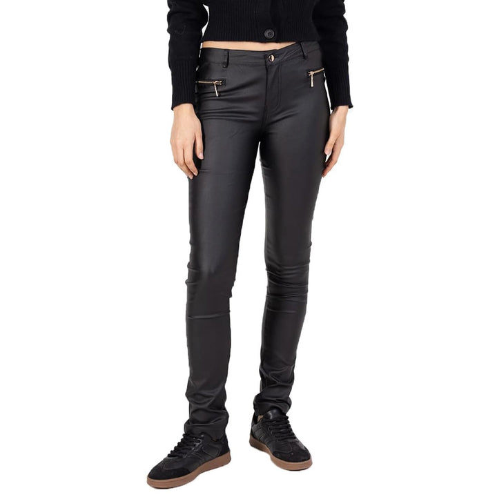 Lusty Chic Damen Kunstlederhose Leder Look Hosen Biker Stretch Skinny Jeans XL Schwarz 3, XL Schwarz