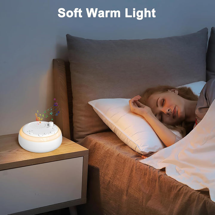White Noise Machine Baby, Tragbare Einschlafhilfe Babys mit Nachtlicht, USB Aufladbare Weisses Rausc