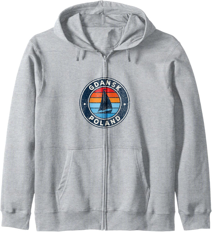 Danzig Polen Vintage Segelboot Retro 70er Jahre Kapuzenjacke