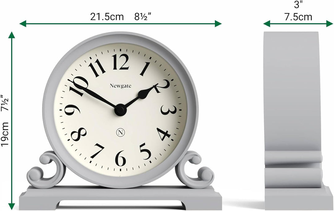 NEWGATE® Divisadero Kaminsims Uhr | Traditionelles doppelschnecken Design | Uhrwerk grau | Klassisch
