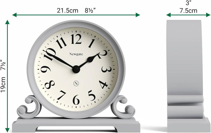 NEWGATE® Divisadero Kaminsims Uhr | Traditionelles doppelschnecken Design | Uhrwerk grau | Klassisch