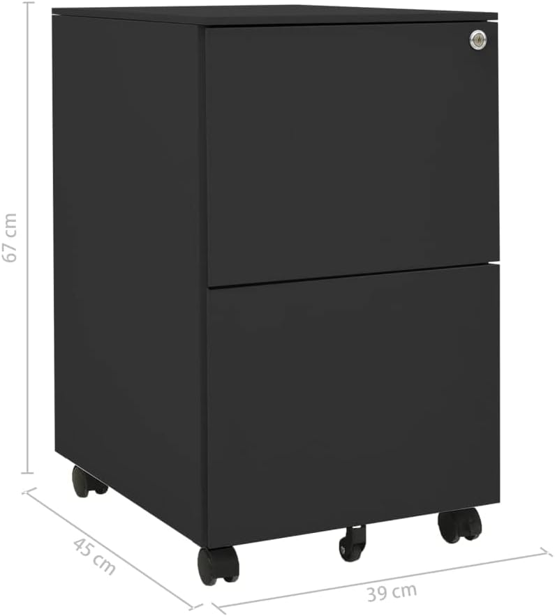 vidaXL Aktenschrank mit Rollen Rollcontainer Bürocontainer Schubladenschrank Büroschrank Stahlschran